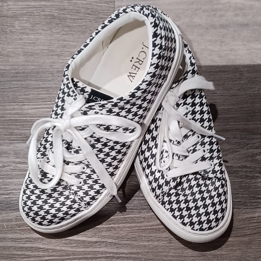 J.Crew Houndstooth Canvas Sneakers - Black & White